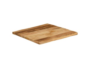 Dessus de table, plateau de table bord vivant 60x60x2,5 cm bois de manguier brut cf34300