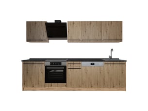 Vicco cuisine, chêne artisanchêne doré, 280cm plan de travail anthracite