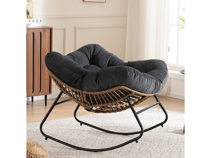  Fauteuil à bascule moderne en chenille avec cadre en métal 158 kg  - Conforama C