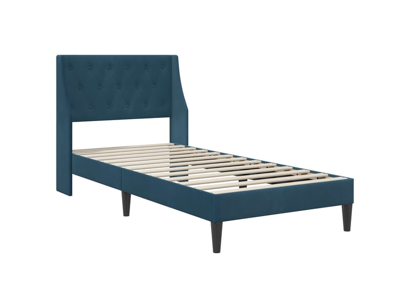  Lit simple- lit adulte -  cadre de lit avec matelas avec matelas bleu 80 x 200 cm velours  - Conforama C