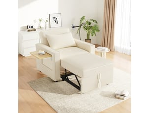 Fauteuil convertible <strong>VIVRYN</strong> Velours côtelé beige