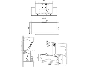 Hotte décorative  <strong>SCHNEIDER</strong> SCHD90BG-BA - 650 m³/h 89.6 cm