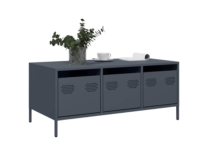  Table basse | table d'appoint salon anthracite 101,5x50x43,5 cm acier laminé à froid  - Conforama C
