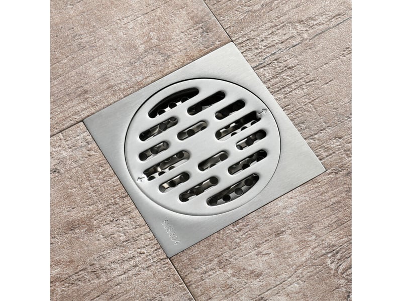 Siphon de sol - siphon de sol de salle de bain - siphon de sol extérieur pour balcon épaissi - anti-blocage, anti-insectes et anti-odeurs 100 × 100 mm - Conforama A
