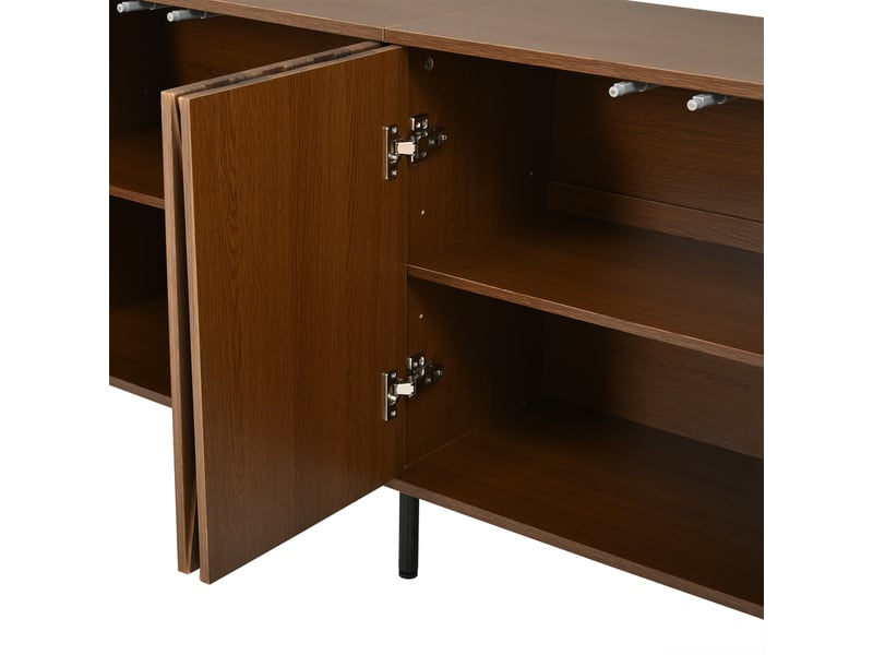  Buffet 4 portes noyer 140 cm avec étagères réglables  - Conforama W