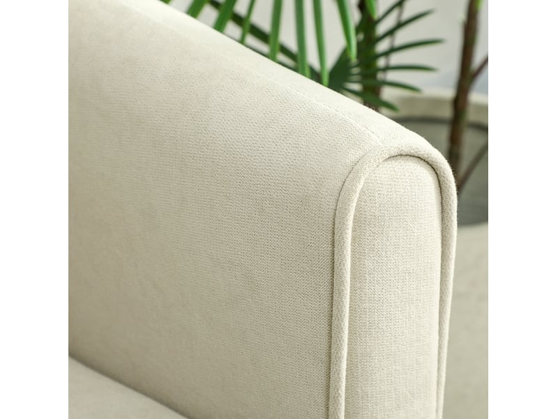  Canapé droit fixe 2 places en tissu beige 124 cm, mousse 16 cm et dossier capitonné, pour petits espaces  - Conforama D