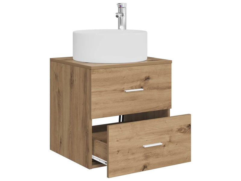  Vanité de lavabo mural, meuble de rangement chêne artisanal 49.5x44.5x65.5 cm  - Conforama C