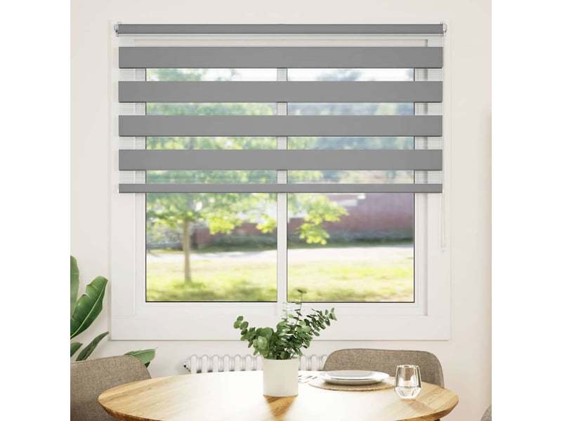  Store vénitien zebra, store de fenêtre 140,9 x 175 cm, largeur du tissu 136,7 cm, gris cf48203  - Conforama B