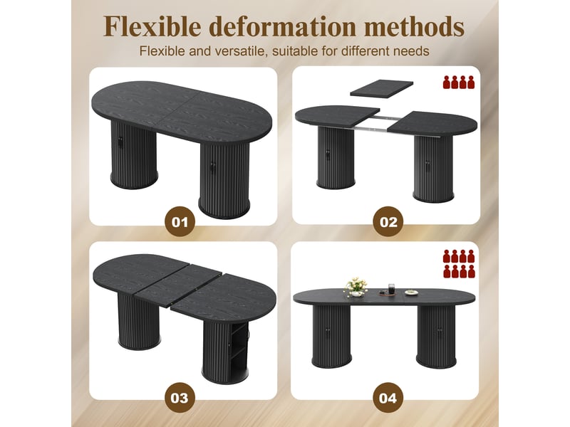  Table à manger, 150x80x75 cm, extensible, en métal, noir cao-N620CZ260701S-conf-NEW - Conforama R