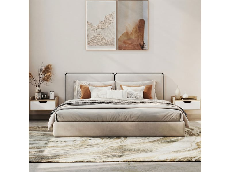  Lot de 2 tables de chevet murales, tables de nuit avec tiroir et plateau à rebords surélevés, bois naturel, 40x30x19,5cm  - Conforama W