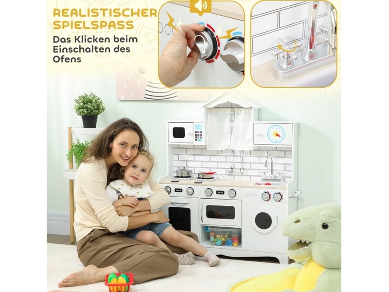  Cuisine enfant 79,5x24x94 cm avec fonction sonore bois blanc  - Conforama D