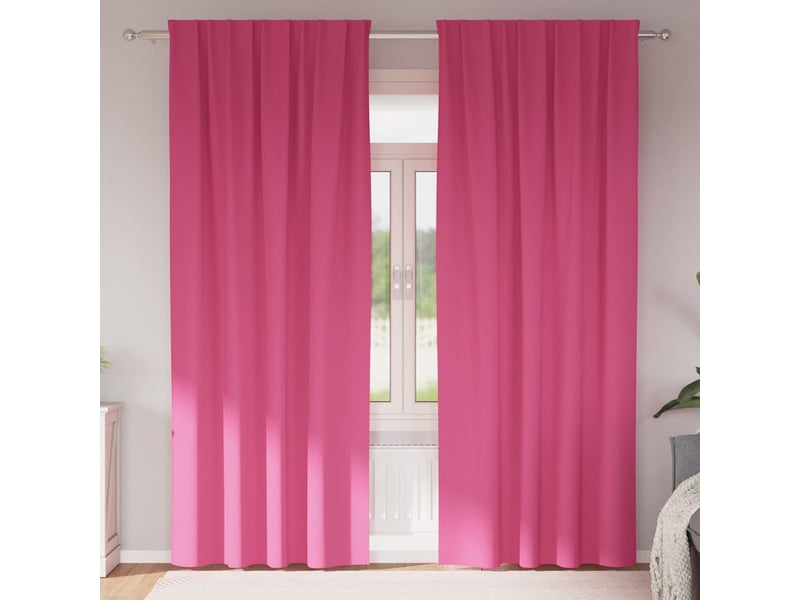  Lot de 2 rideaux occultants, rideaux black-out avec anneaux rose vif 260 x 140 cm cf44765  - Conforama B