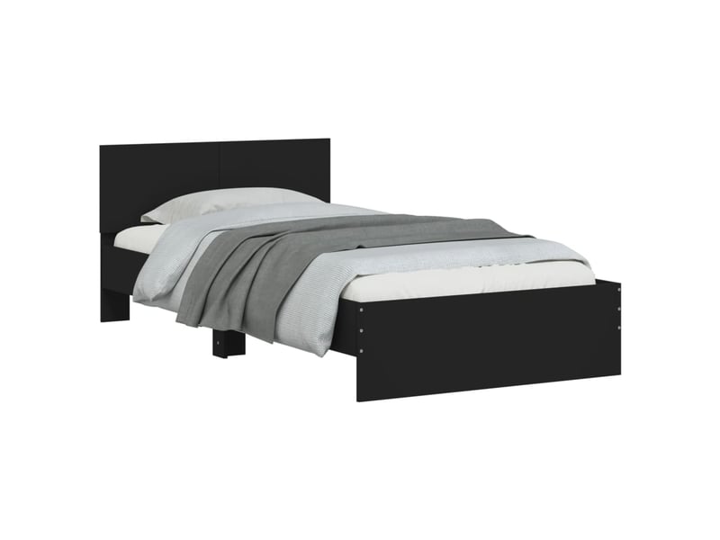  Lit simple- lit adulte -  cadre de lit sans matelas avec tête de lit noir 100x200 cm  - Conforama C