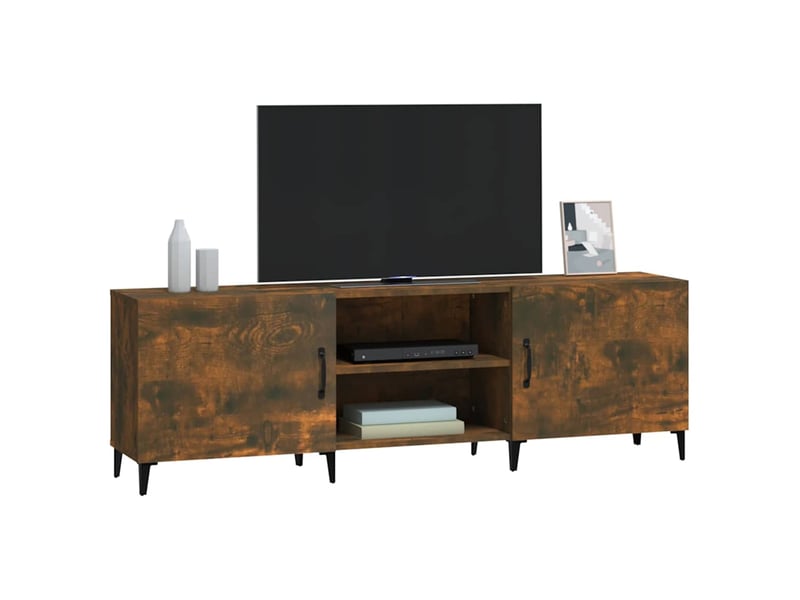  Meuble tv - banc tv - meuble de rangement chêne fumé 150x30x50 cm bois d'ingénierie  - Conforama D