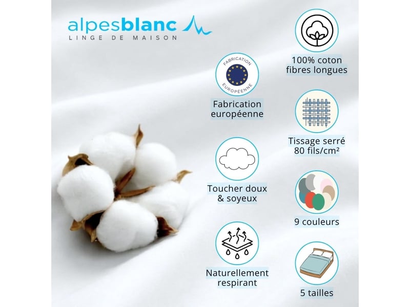  Housse de couette unie 100% percale de coton 80 fils + taie(s) 65x65 cm – fabriquée en europe – doux et respirant - oeko-tex®  - Conforama D