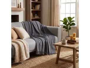 Plaid déco en coton hip - bleu