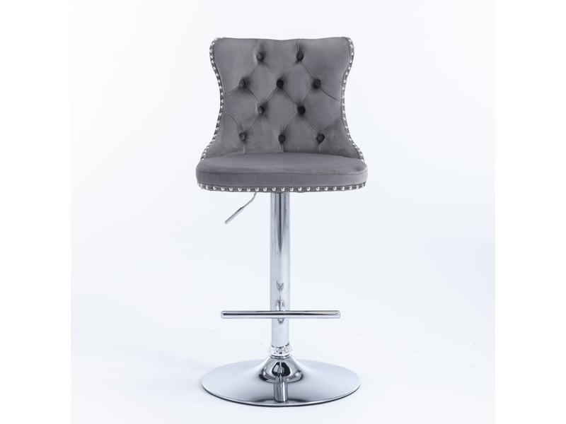  Tabourets de bar pivotants de1712gy gris réglables 25-33 pouces lot de 2 avec base chrome capitonnée  - Conforama A