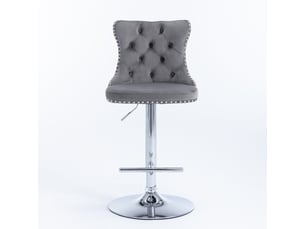 Tabourets de bar pivotants de1712gy gris réglables 25-33 pouces lot de 2 avec base chrome capitonnée