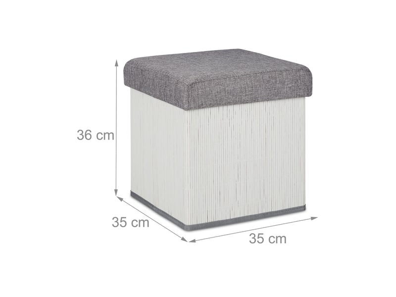  Lot de 2 tabourets de rangement pliants confortables 38 x 38 x 38 cm style moderne ambiance cosy en bambou blanc 13_0012148  - Conforama B