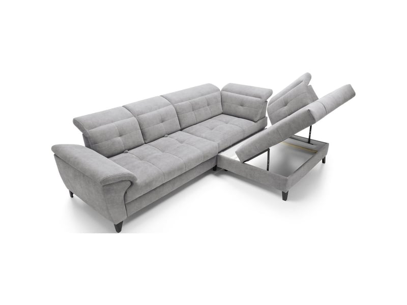  Canapé d'angle gris 5 places angle droit rangement literie inferno  - Conforama D