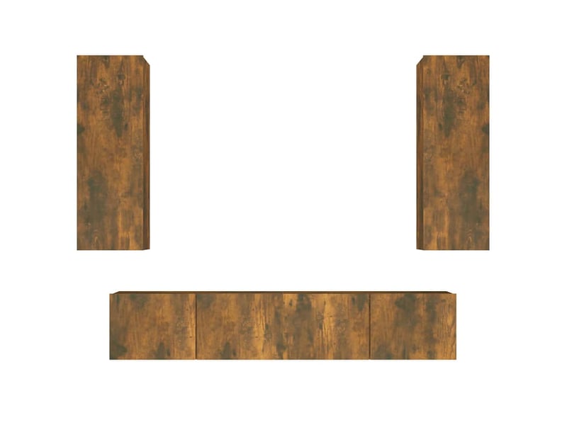 Ensemble de meubles tv 4 pcs chêne fumé bois d'ingénierie shl5903  - Conforama A
