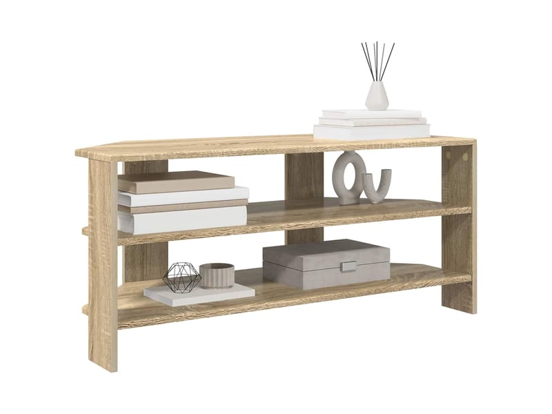  Meuble tv - banc tv - meuble de rangement d'angle 102x40,5x45cm chêne sonoma bois d'ingénierie  - Conforama C