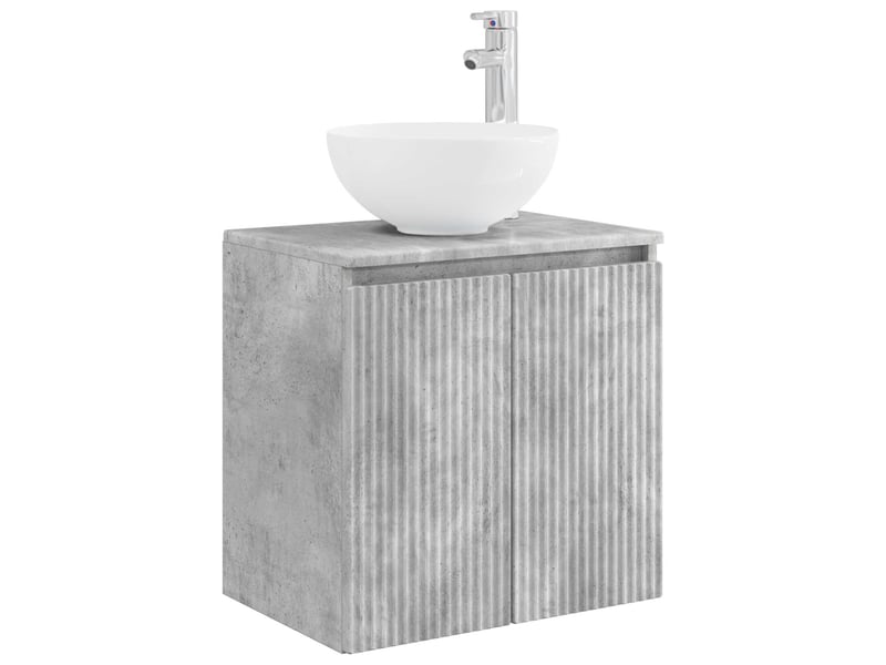 Vanité de lavabo mural, meuble de rangement gris béton 49.5x41x64.5 cm shl8682 - Conforama A