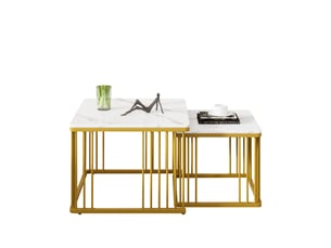 Table basse carré(e) coloris blanc <strong>KORFEE</strong> <strong></strong> - 60 cmx60 cm