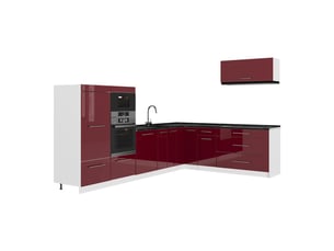 Vicco cuisine en angle, rouge bordeaux haute brillanceblanc, 327 x 227 cm sans pt