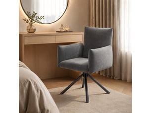 Chaise de salle à manger pivotante 360° lot de 6 avec accoudoirs gris cravdom