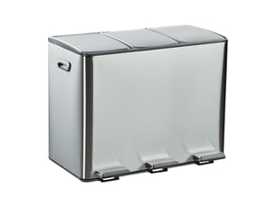 Poubelle de cuisine 46,5 x 61 x 37 cm tri sélectif 3 compartiments design épuré en acier inoxydable argent 13_0017136