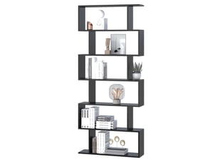 Bibliothèque étagère zig zag design contemporain 80l x 23l x 192h cm 6 niveaux noir