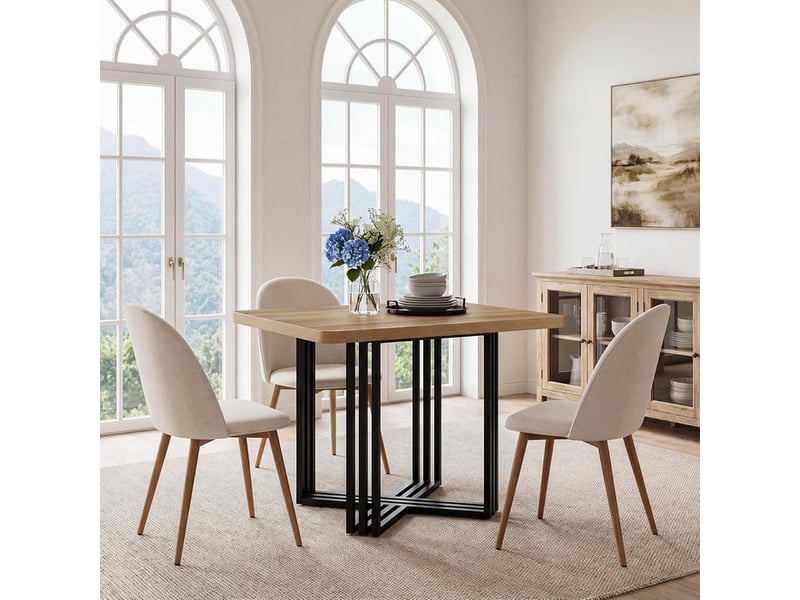 Table à manger pour 2 personnes, 100 cm, style industriel, chêne, table de salle à manger, table de cuisine en bois pour salle à manger, petit espace, salon - Conforama B