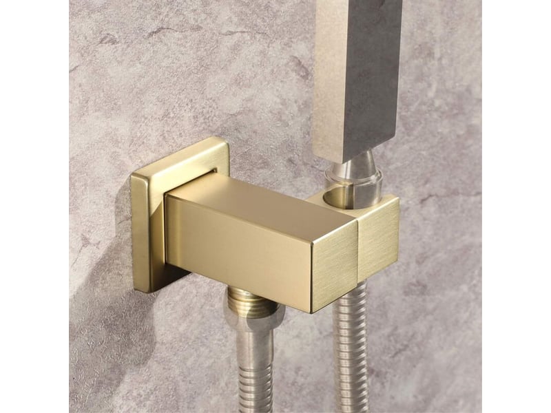  Support de pommeau de douche support de pommeau de douche en laiton carré doré  - Conforama D
