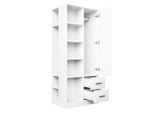 Armoire modenvie 1 porte 70 x 50 x 170 cm 2 tringles 2 tiroirs blanche