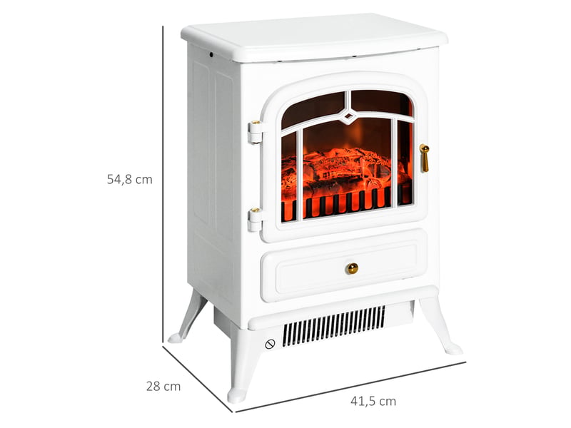  Électrocheminée kaminofen effet de flammes 9501850w protection contre la surchauffe blanc 41,5x28x54,8 cm pour des soirées chaleureuses  - Conforama C