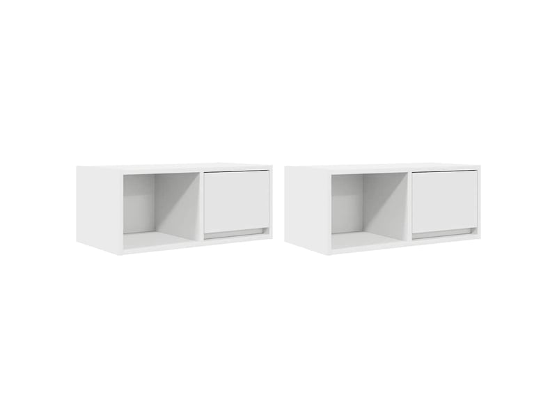  Meubles tv - banc tv - meuble de rangement 2 pcs blanc 60x31x25,5 cm bois d'ingénierie  - Conforama A