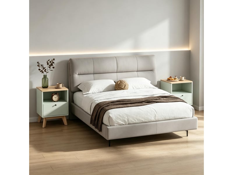  Lot de 2 tables de chevet avec tiroir et étagère ouverte, design moderne  - Conforama D