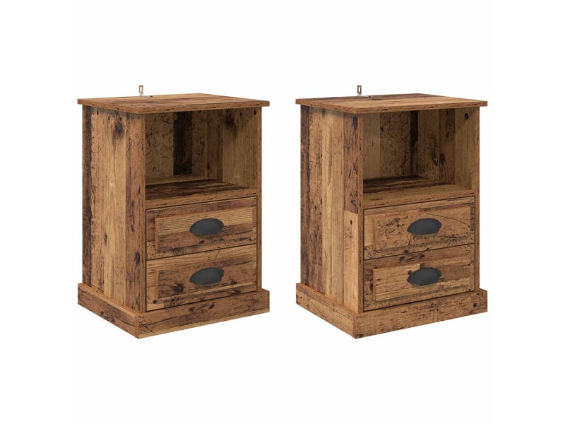  Lot de 2 table de chevet, table de nuit bois ancien 36 x 43 x 60 cm  - Conforama A