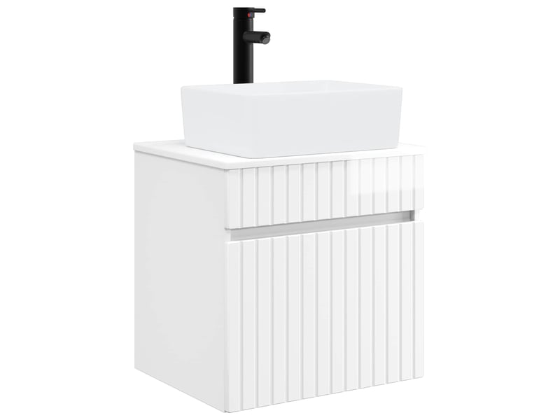  Meuble de lavabo mural, rangement salle de bain blanc brillant 49x41x63 cm shl4938  - Conforama A