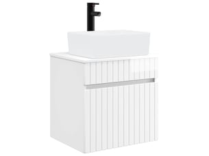 Meuble de lavabo mural, rangement salle de bain blanc brillant 49x41x63 cm shl4938