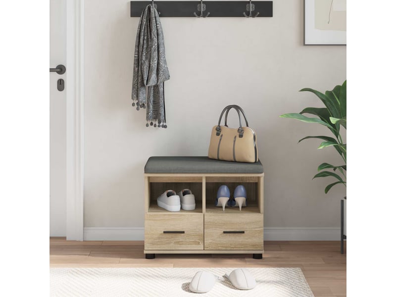  Banc d'entrée, banc interieur chêne sonoma 60x38x46 cm  - Conforama D