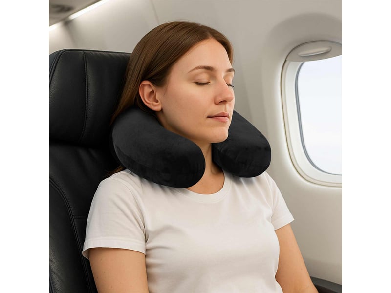  Coussin de voyage pour le cou noir mousse à mémoire de forme cf56385  - Conforama B