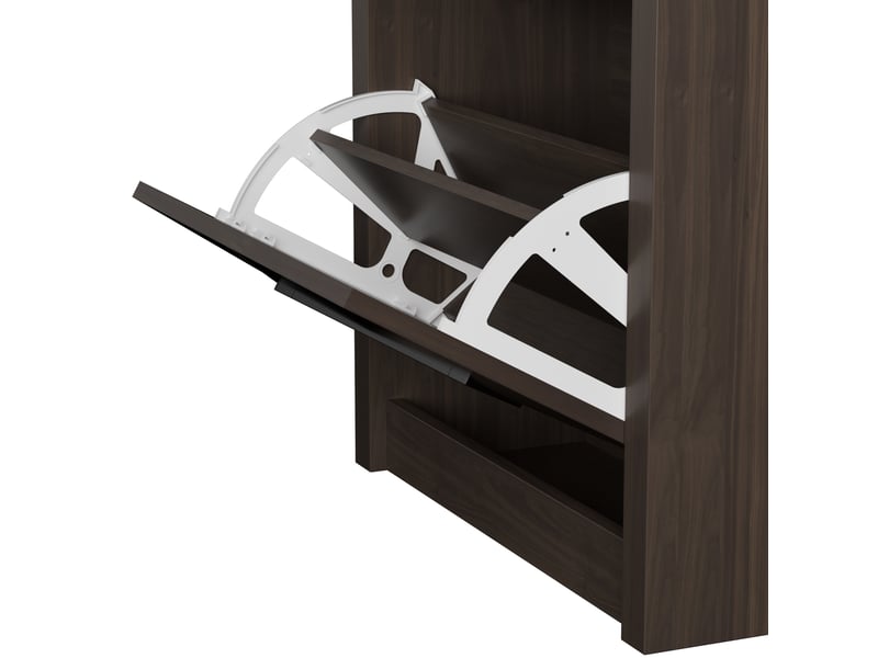  Meuble à chaussures vintage 54x25x115 cm, placard rangement avec portes abattantes, design rétro bois foncé  - Conforama D