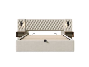 Lit coffre 160x200 cm DZMDIP   coloris beige