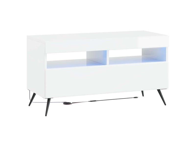 Meuble tv - banc tv - meuble de rangement led breda 3 pcs blanc brillant bois d'ingénierie  - Conforama E