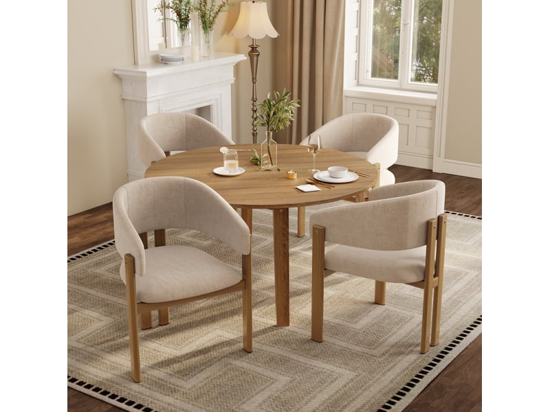  Lot de 2 chaises de salle à manger 61,5 x 52,5 x 83 cm – beige et aspect bois clair – accoudoirs ergonomiques  - Conforama B