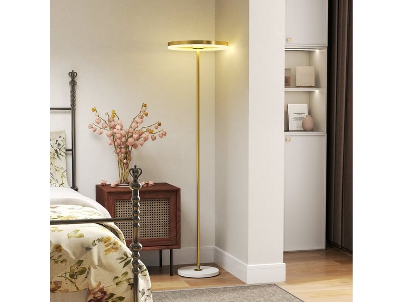  Lampadaire led 40x40x157,5 cm doré en métal et acrylique, variateur 3 niveaux avec interrupteur au pied  - Conforama B