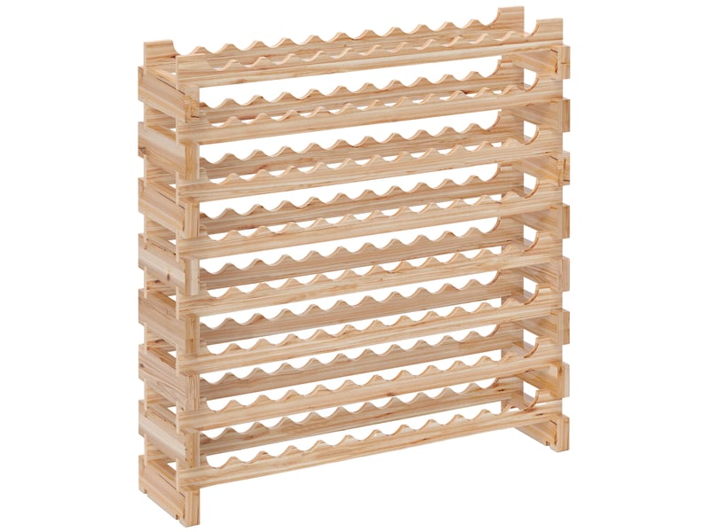  Casier à bouteilles pour 96 bouteilles, 114×28×113,5cm, étagère à vin avec 8 niveaux modulable, bois naturel  - Conforama B
