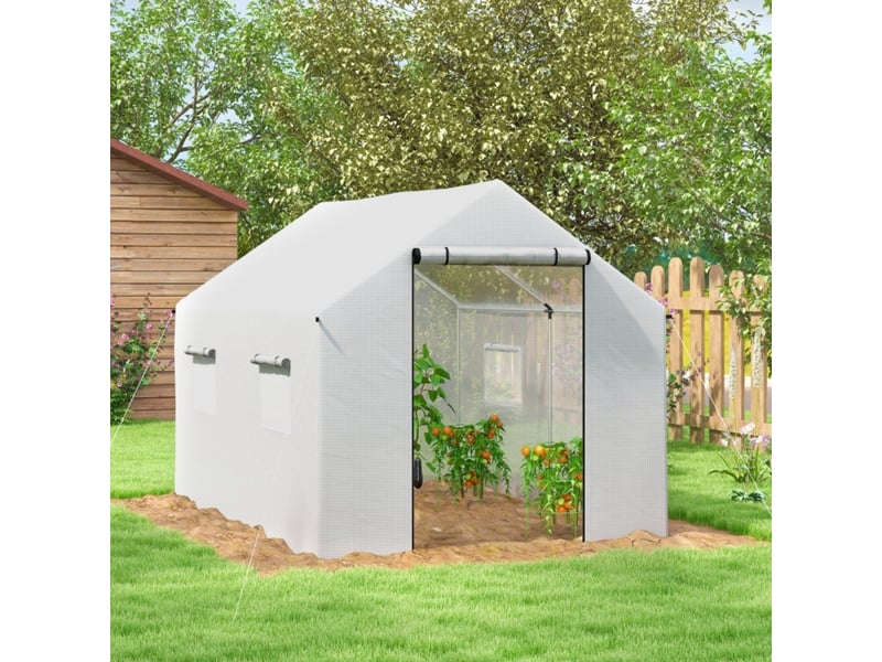  Serre de jardin 300x200x200 cm film uv métal blanc  - Conforama C